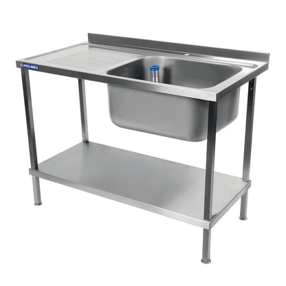DR060 Holmes RVS spoelbak afdruiprek links 1000 mm volledig gemonteerd