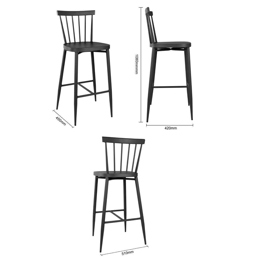 DX688 Bolero Windsor Aluminium Zwarte Hoge Krukken (2 stuks)
