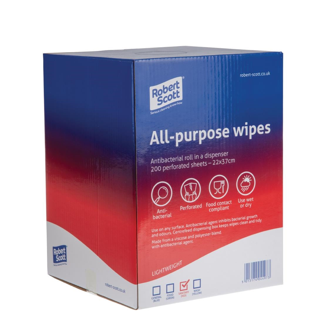 DN844 Jantex multifunctionele antibacteriële doekjes rood (200 stuks)