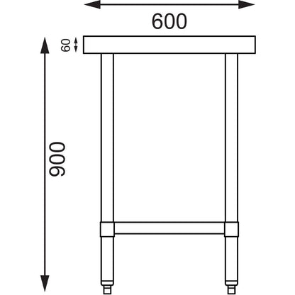 T377 Vogue RVS werktafel zonder achteropstand 90x150x60cm