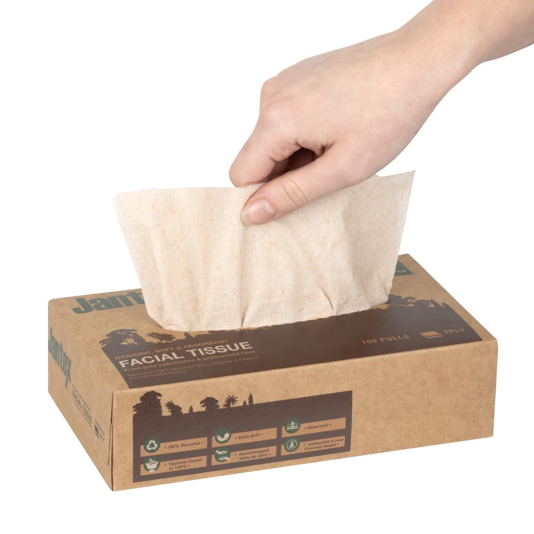 HW715 Jantex Green 100% Gerecyclede Gezichtsdoekjes 100 Vel (36 stuks)