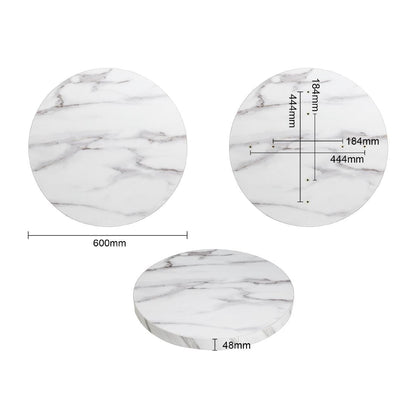 DT445 Bolero, voorgeboord rond tafelblad met marmereffect, 600 mm