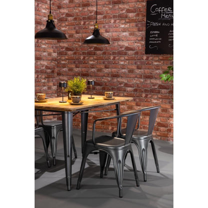 HZ807 Bolero Bistro Curve Armstoelen Donkergrijs (4 stuks)
