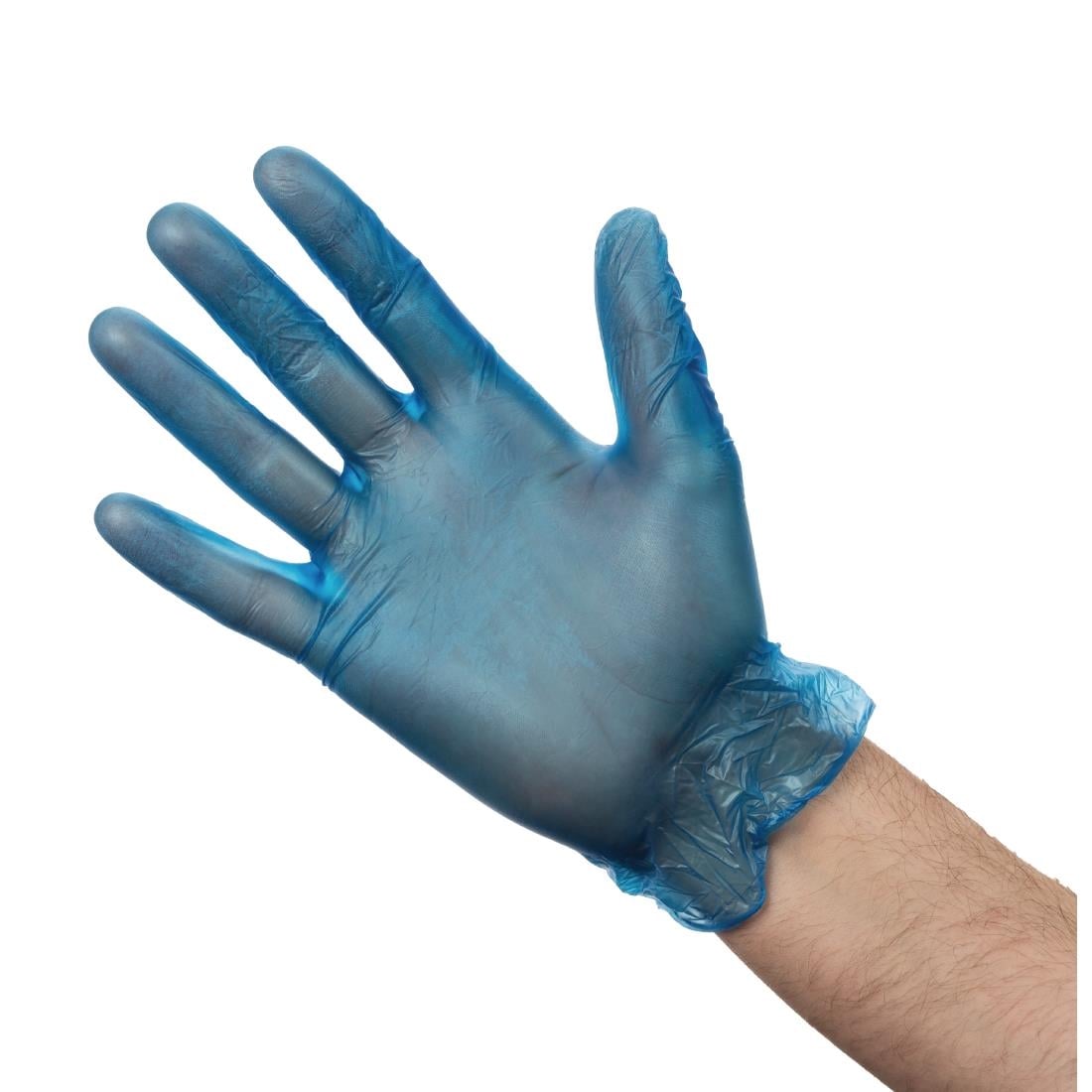 CB254-L Hygiplas vinyl handschoenen blauw gepoederd L (100 stuks)