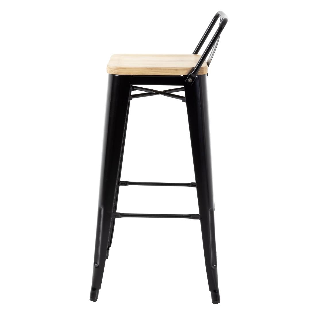 FB623 Bolero Bistro hoge barstoel met houten zitting zwart (4 stuks)