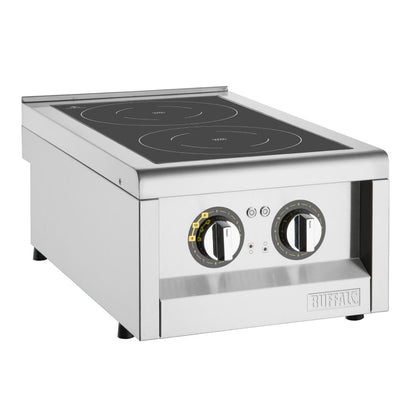 FU218 Buffalo 600-Serie Inductiekookplaat Met Dubbele Zone, 3 Kw. Let Op: Alleen Aanrechtmodel. Onderkast Wordt Apart Verkocht