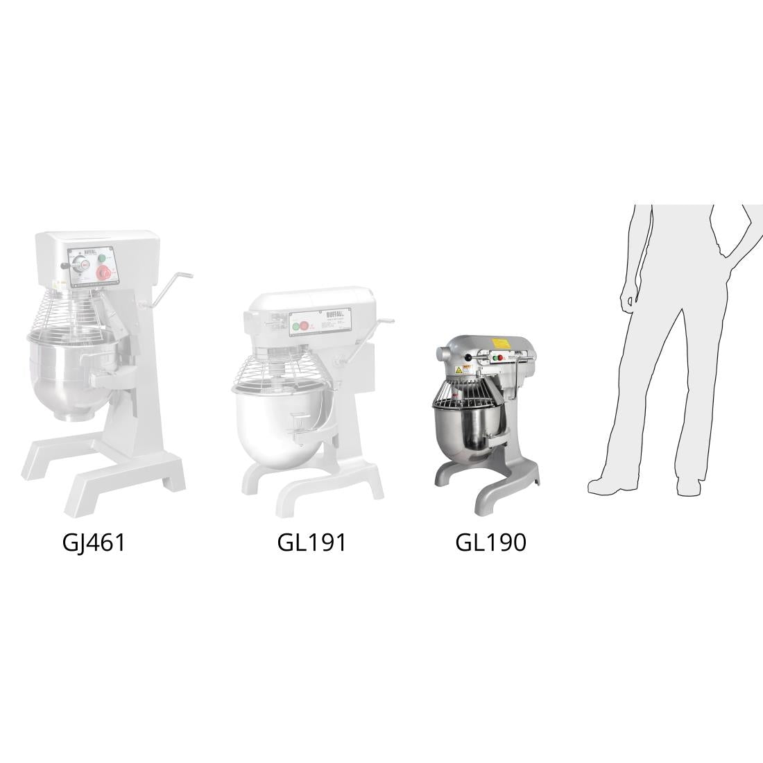 GL190 Buffalo 9ltr aanrecht planetaire mixer