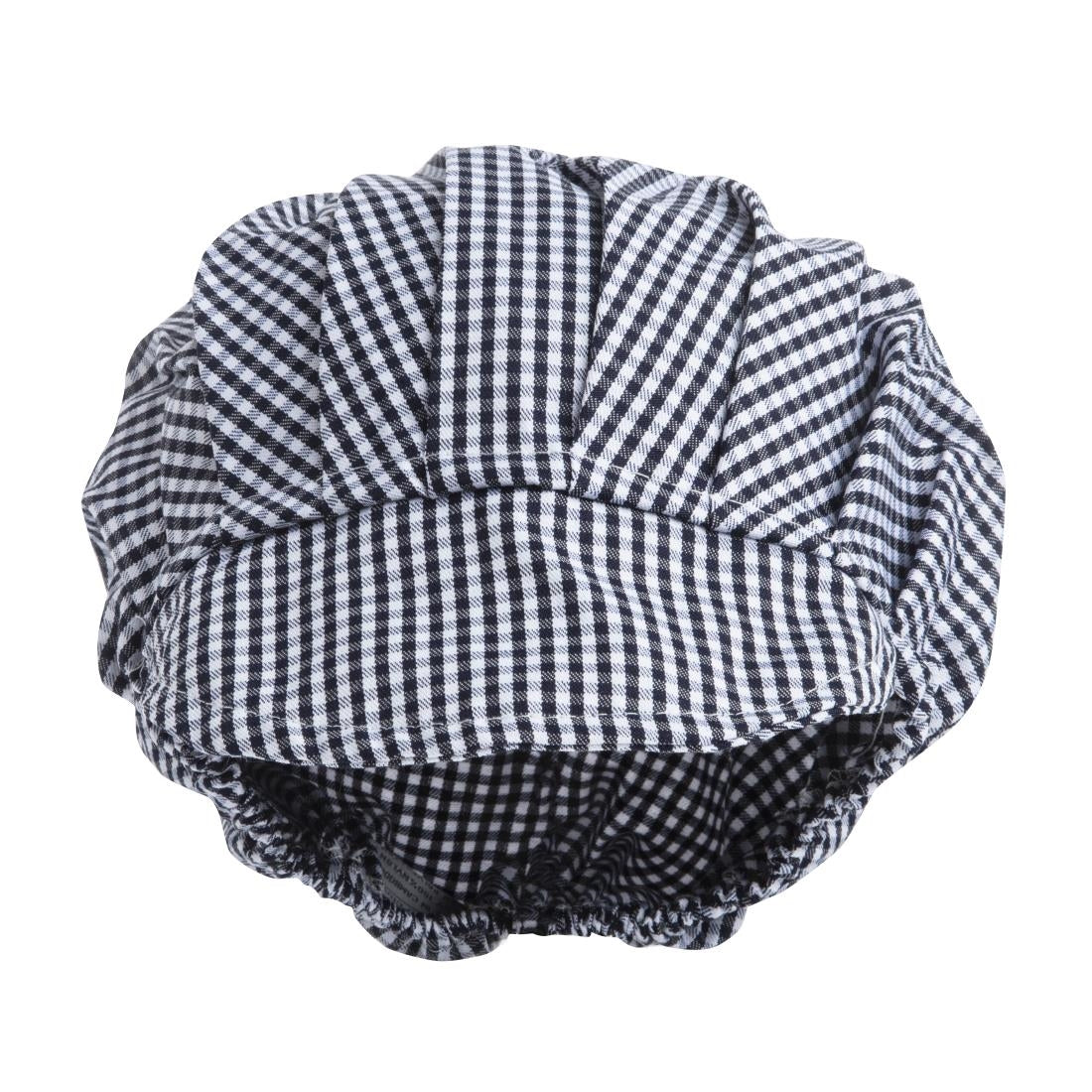 B257 Whites polykatoen koksmuts met klep blauw-wit geruit