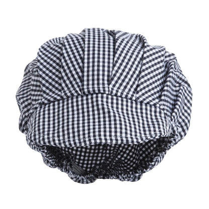 B257 Whites polykatoen koksmuts met klep blauw-wit geruit
