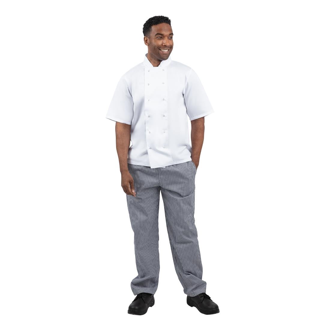 B311-L Whites Vegas unisex koksbroek blauw-wit geruit L