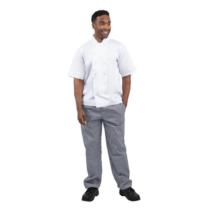 B311-L Whites Vegas unisex koksbroek blauw-wit geruit L