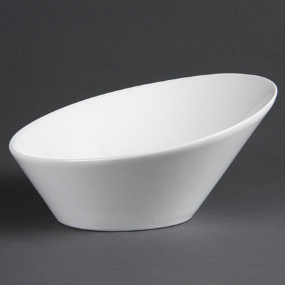 CB078 Olympia Whiteware ovale hellende kommen 22,2x24,6cm (3 stuks)