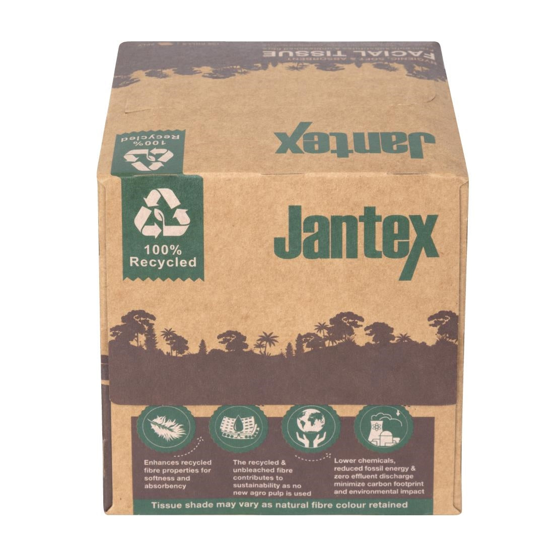 HX931 Jantex Groen 100% Gerecyclede Gezichtsdoekjes Kubus 100 Vel (36 stuks)