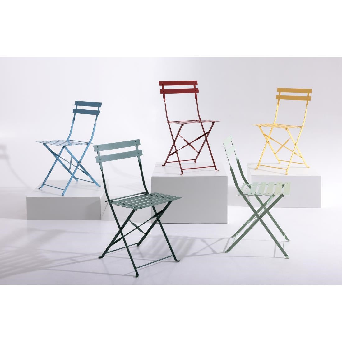 GH555 Bolero stalen opklapbare stoelen rood (2 stuks)