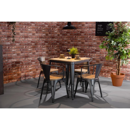 HZ813 Bolero Bistro Eettafel Met Lattenblad Van Mangohout En Donkergrijze Poot 650mm