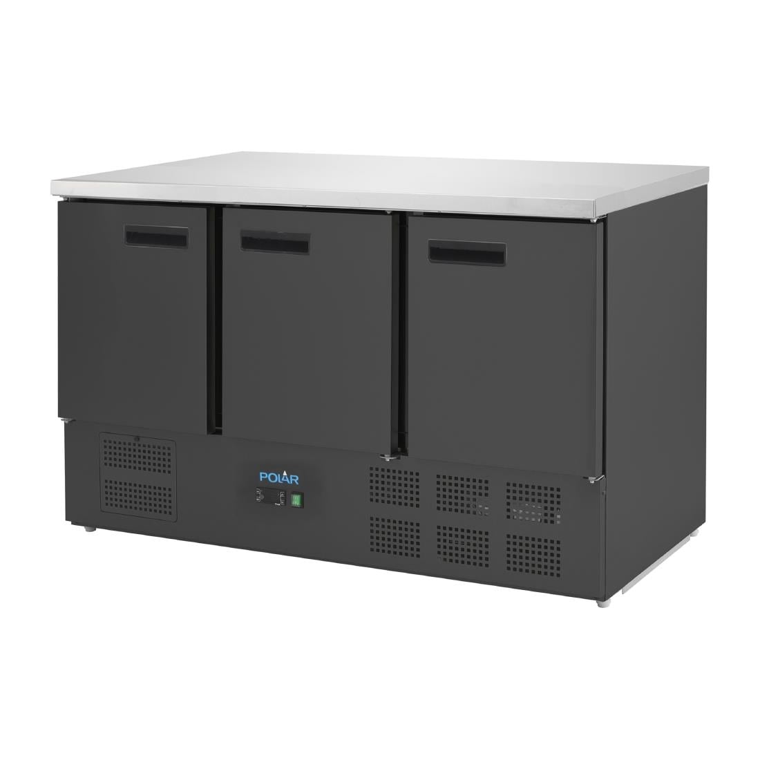 PG023 Polar G-Series 3-deurs koelwerkbank zwart 400Ltr