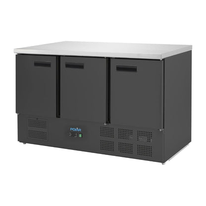 PG023 Polar G-Series 3-deurs koelwerkbank zwart 400Ltr