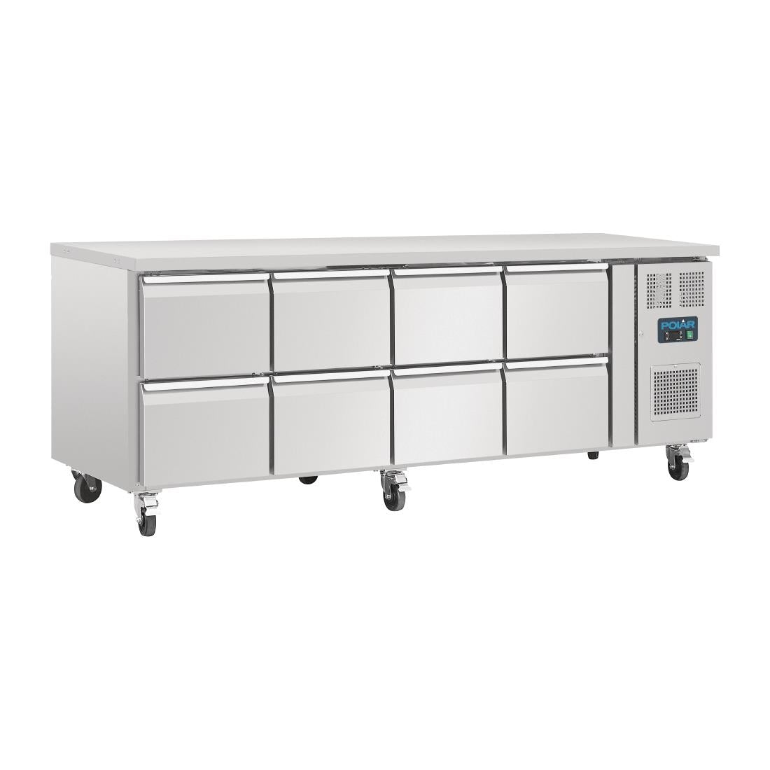 DA549 Polar U-serie geventileerde gekoelde GN werkbank met 8 laden