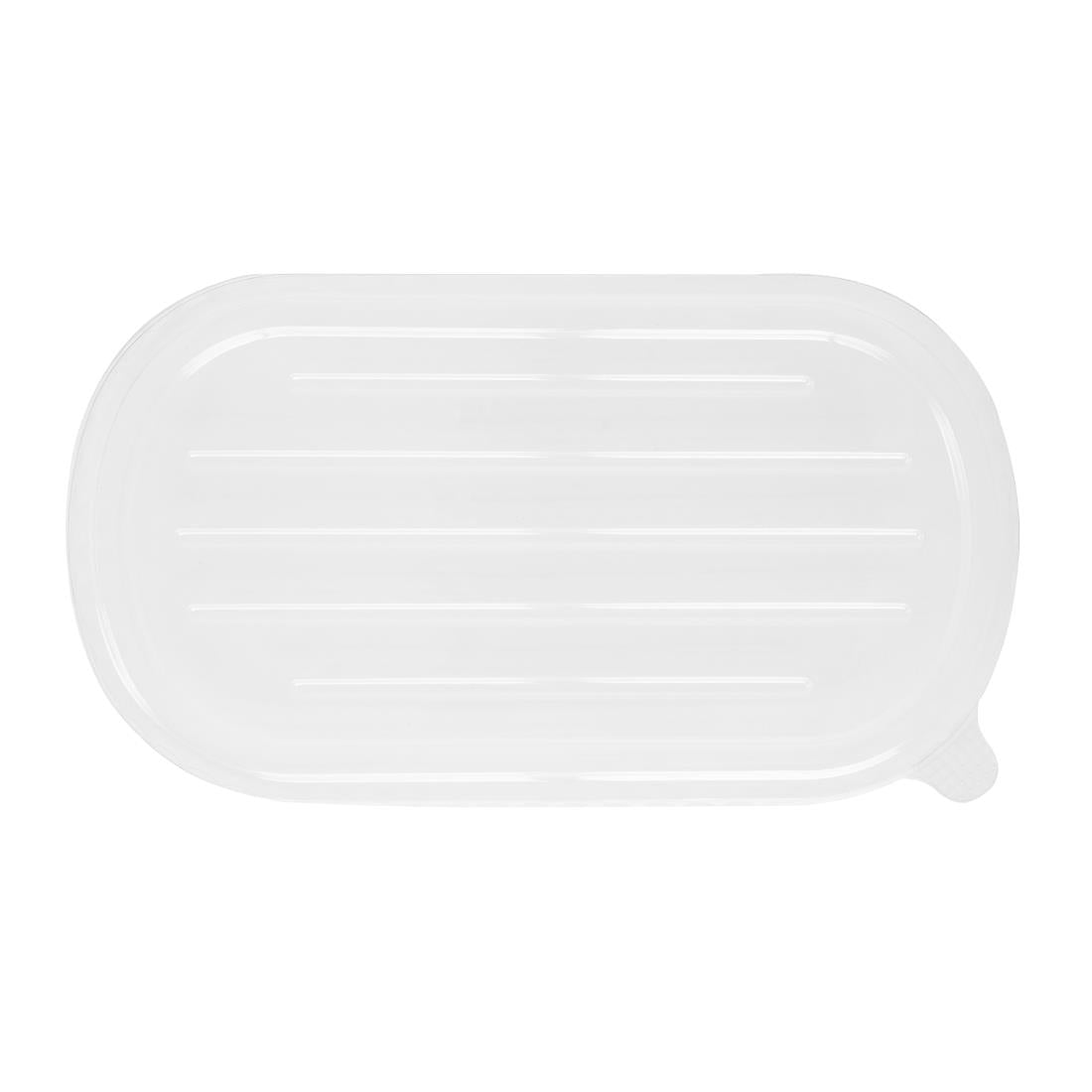 HW630 Fiesta Recycleerbare Pet Deksels Voor Bagasse Ovale Containers (100 stuks)