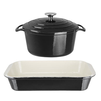 SA619 Vogue 2-delige gietijzeren braadpan en ovenschaal set