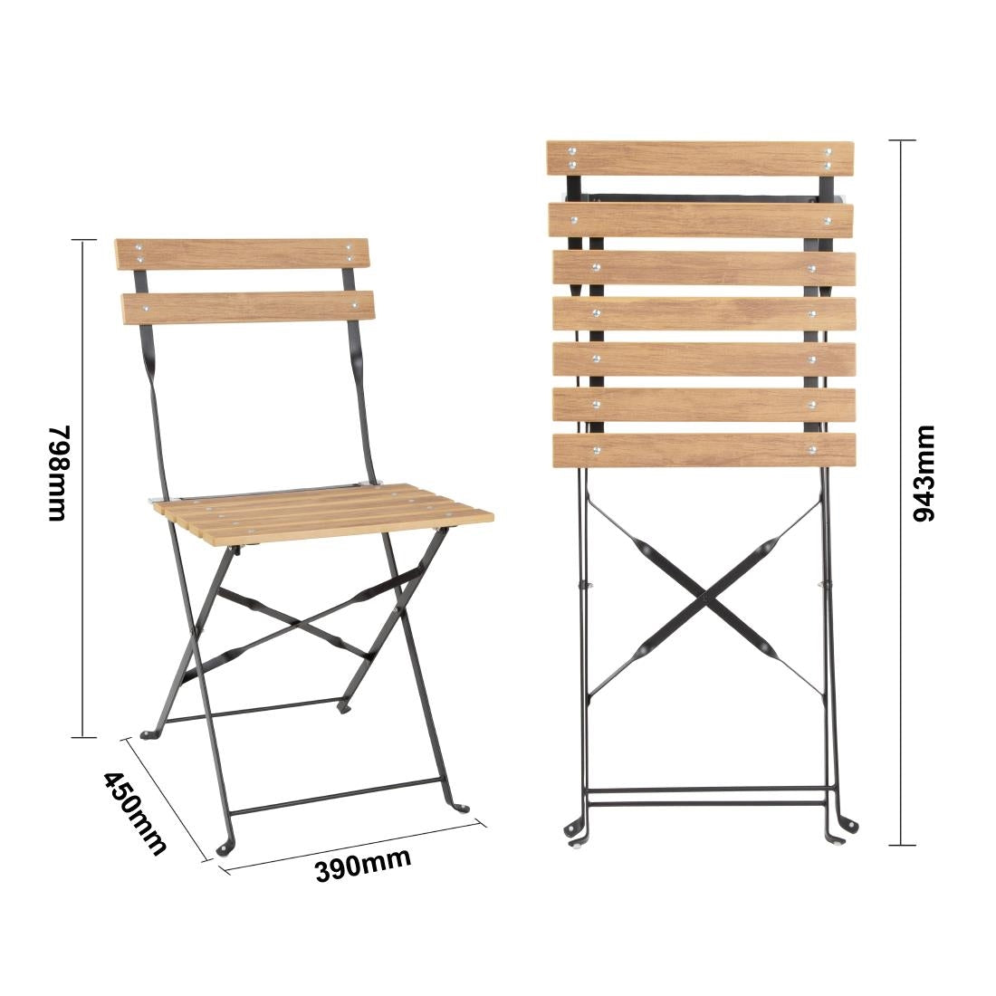 FU539 Bolero Perth Pavement Style Klapstoelen Met Houteffect (2 stuks)