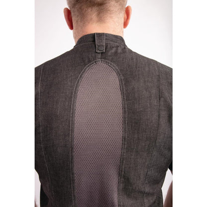BB279-S Chef Works Urban Tribeca denim koksbuis met drukknopen korte mouw grijs S