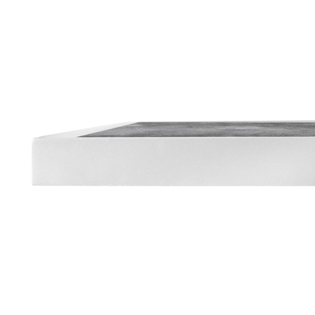 FU517 Bolero Tafelblad Van Gehard Glas Voor Buiten, Donker Steeneffect, Witte Rand - 700mm