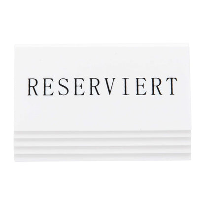 CU913 Securit Reserveringstafelstandaards met Duits: 'Reserviert' Witte acryl standaarden met zwart lettertype (box 5)