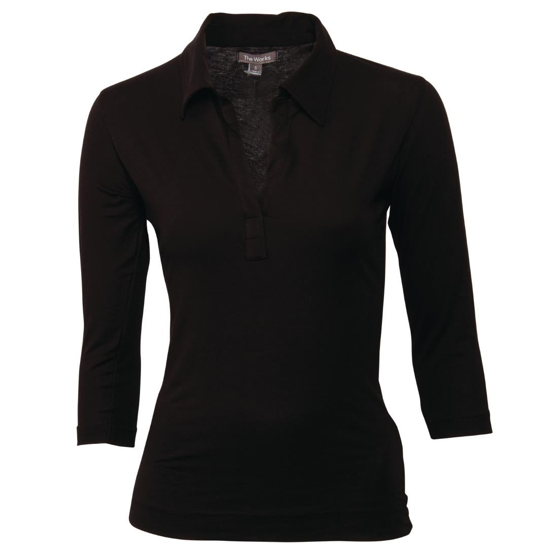 B038-XS Uniform Works dames T-shirt met V-hals zwart XS