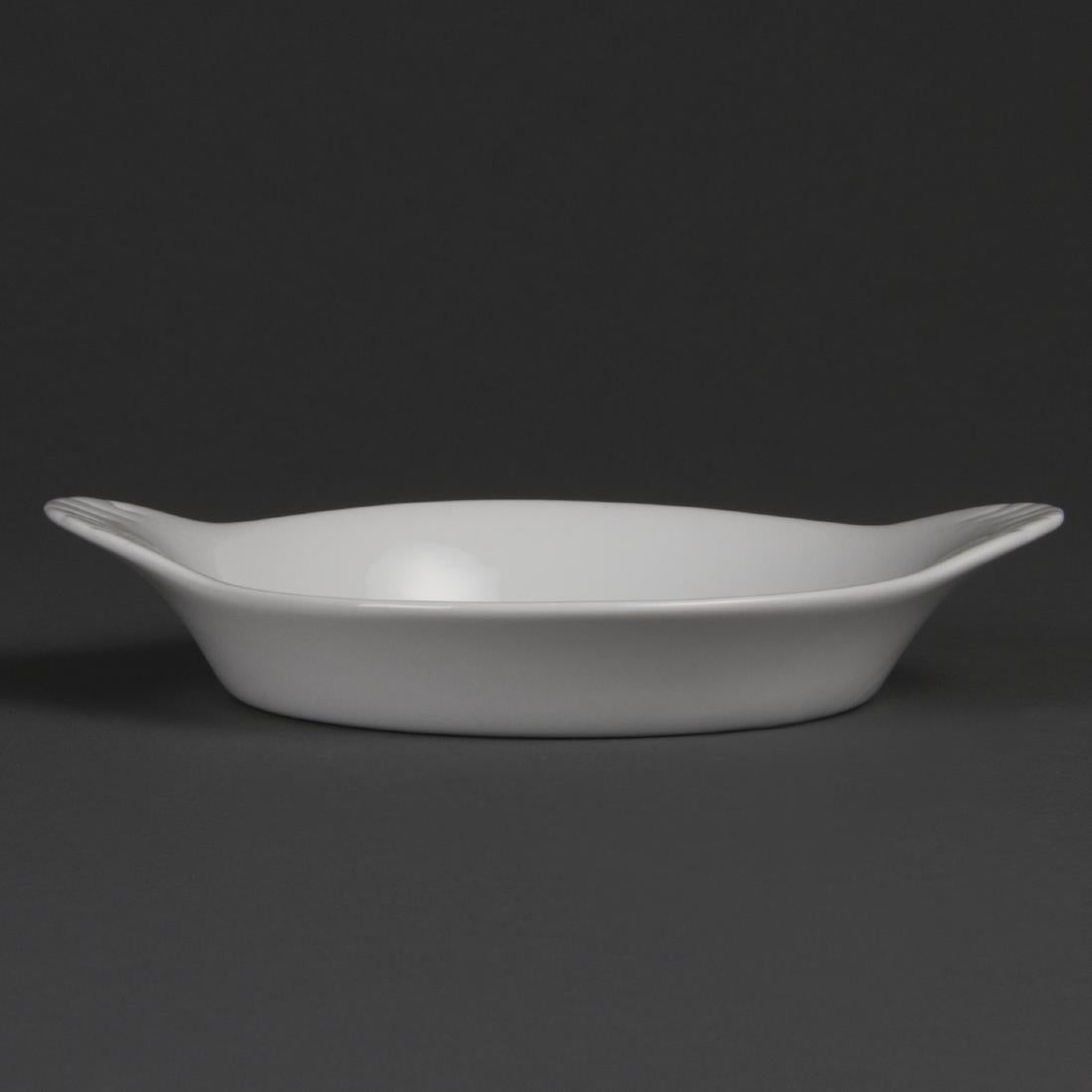 W444 Olympia Whiteware ronde gratineerschalen met handvatten 19,2cm (6 stuks)