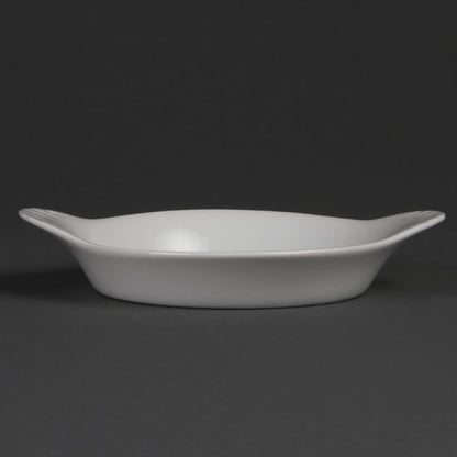 W444 Olympia Whiteware ronde gratineerschalen met handvatten 19,2cm (6 stuks)