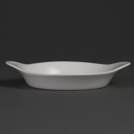 W444 Olympia Whiteware ronde gratineerschalen met handvatten 19,2cm (6 stuks)