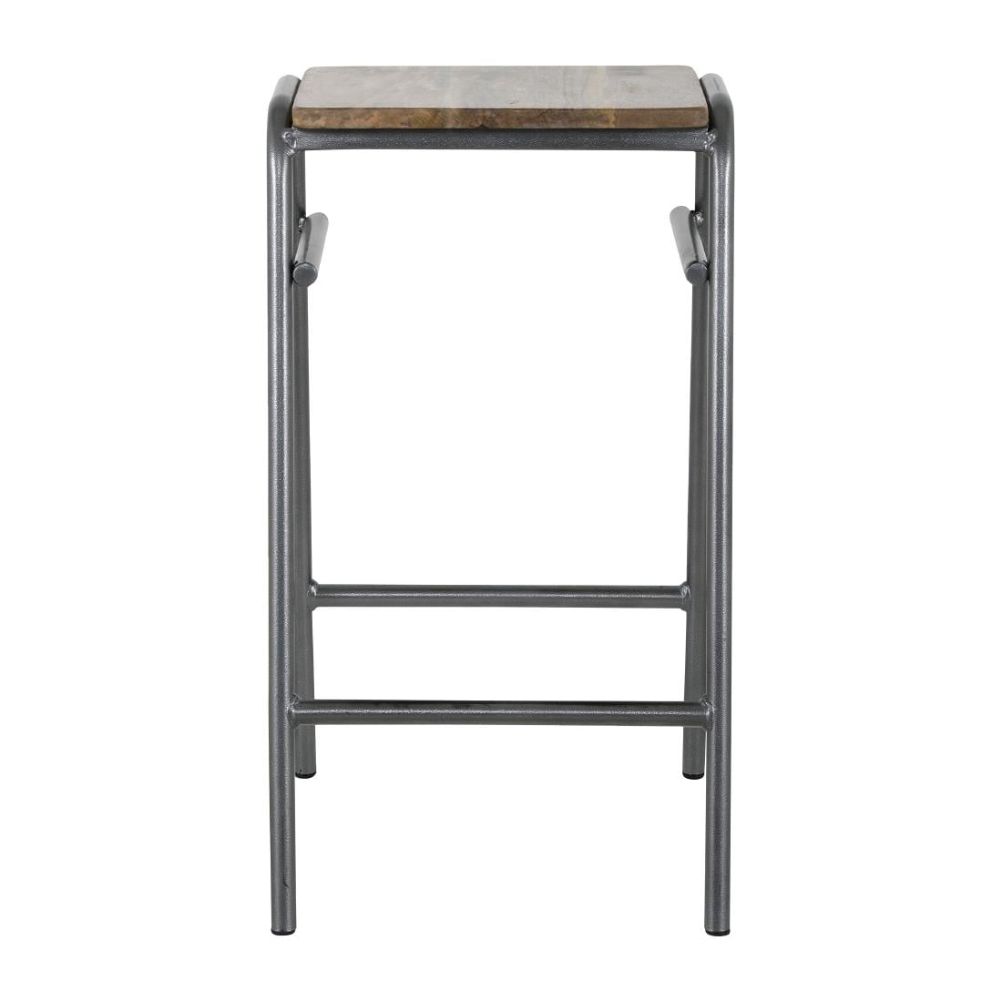 HZ824 Bolero Cantina compacte barkrukken met mangohouten zitting Gunmetal (4 stuks)