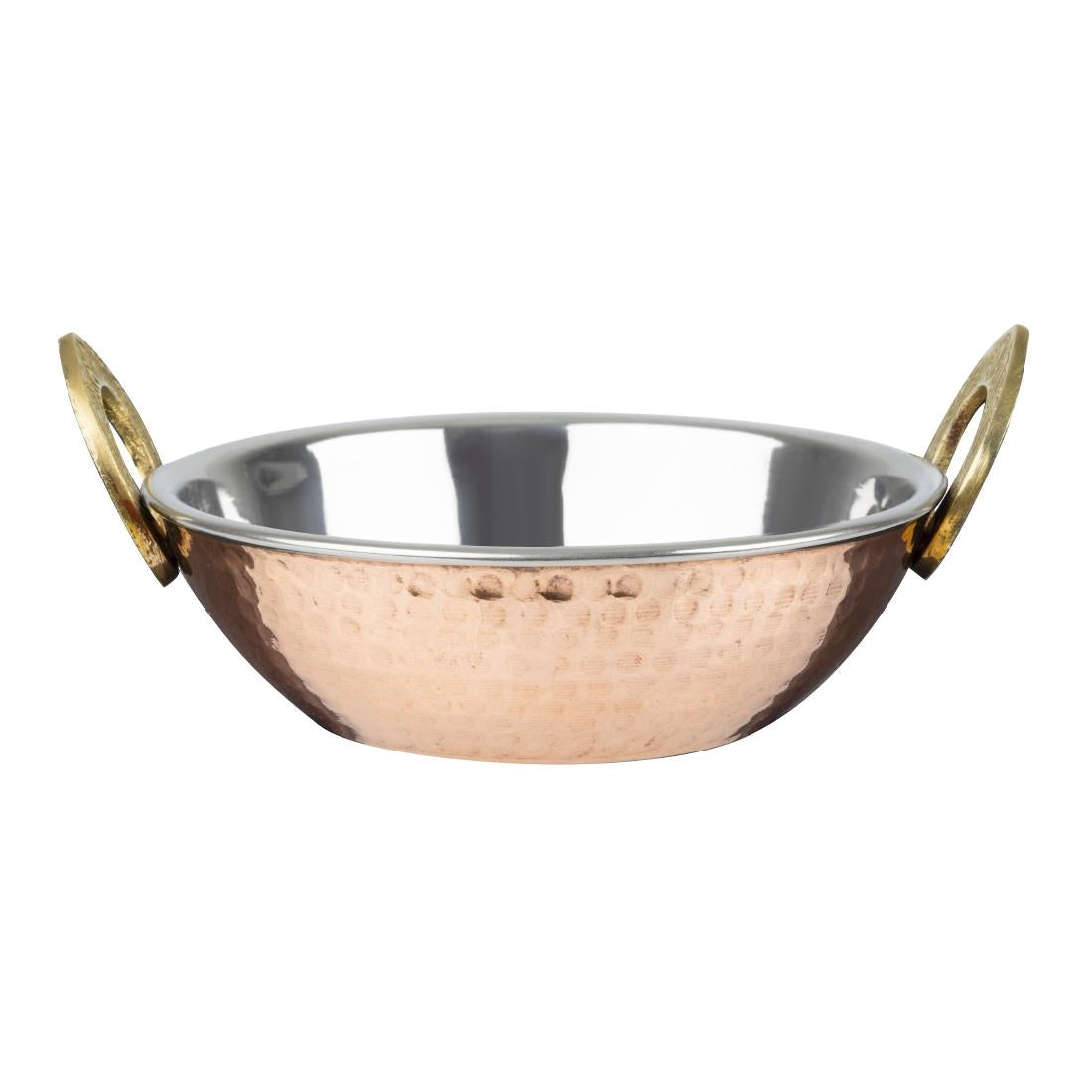 HY129 Olympia Koperen Kadai Schotel Roestvrij Staal Messing Handvatten 660ml