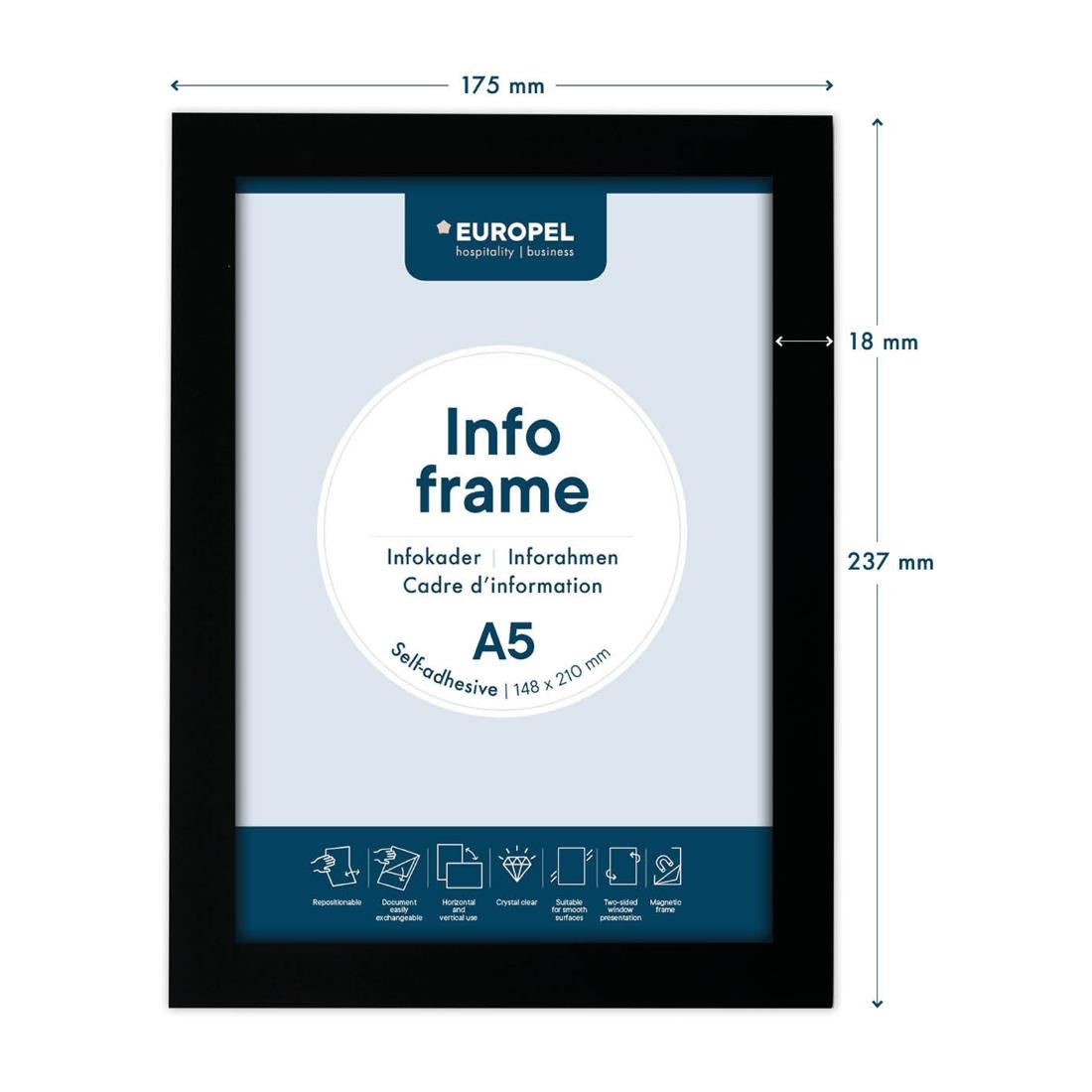 HU458 Europel Info Frame / Zelfklevende Set 2 Stuks A5 Zwart