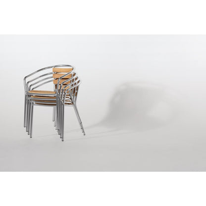 U421 Bolero aluminium en essenhouten stoelen met armleuning (4 stuks)