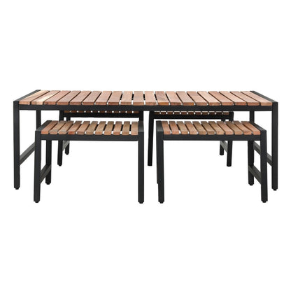 DK904 Bolero Lage Barkrukken Van Staal En Acacia (4 Stuks)