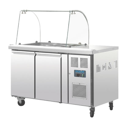 CT393 Polar U-serie GN gekoelde saladette met glazen opzetvitrine 2-deurs