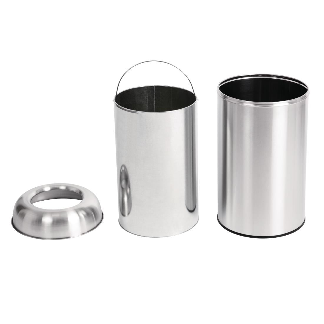 GK972 Bolero RVS bullet afvalbak open-top zilver 40Ltr