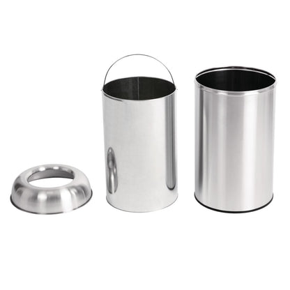 GK972 Bolero RVS bullet afvalbak open-top zilver 40Ltr
