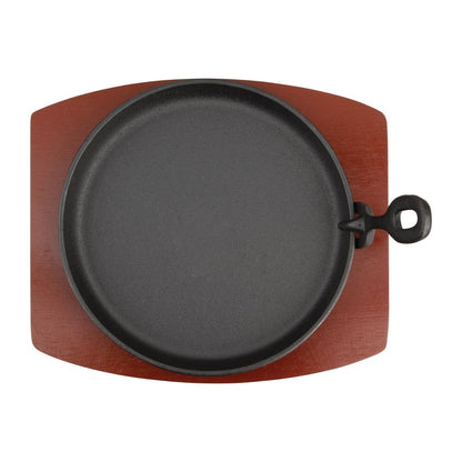 CC311 Olympia ronde gietijzeren schaal met houten onderzetter 22cm