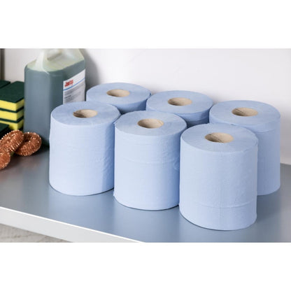 DL921 Jantex centrefeed 2-laags handdoekrollen blauw 120m (6 stuks)