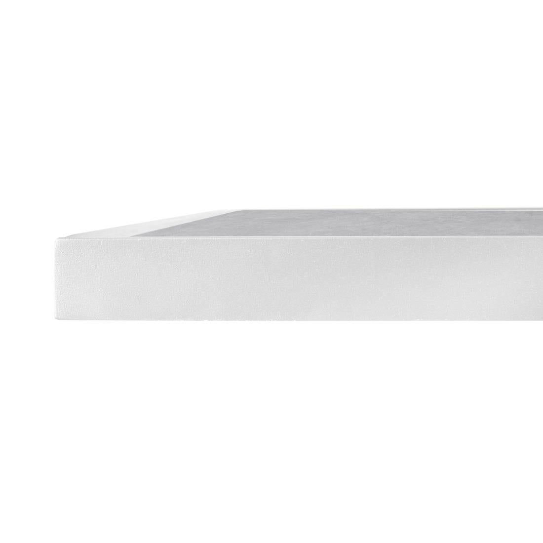 FU514 Bolero Tafelblad Van Gehard Glas Met Lichtgrijs Steeneffect En Witte Rand 700 mm Voor Buiten