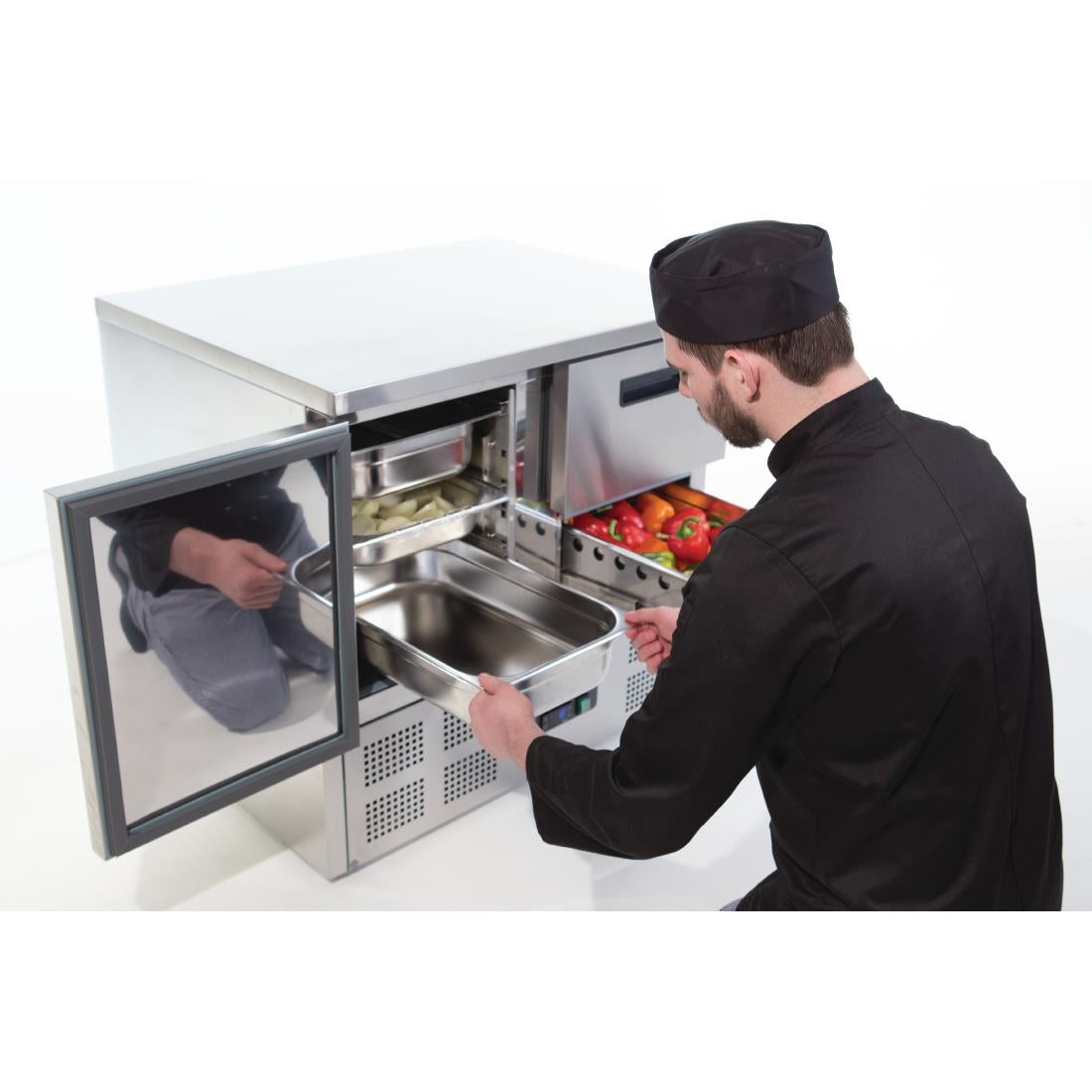 U637 Polar G-serie koelwerkbank 1 deur en 2 laden 240L