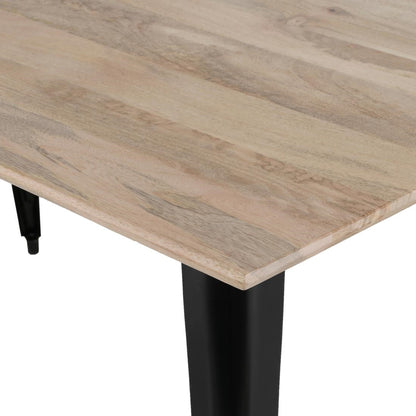 HZ808 Bolero Bistro Eettafel Mangohouten Blad Zwarte Poot 1450mm
