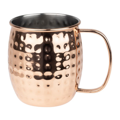 HY114 Olympia Barware Gehamerd RVS Koper Gecoate Mokken 440ml