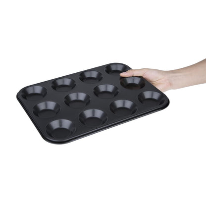 GD013 Vogue carbonstalen anti-kleef bakvorm 12 mini-muffins