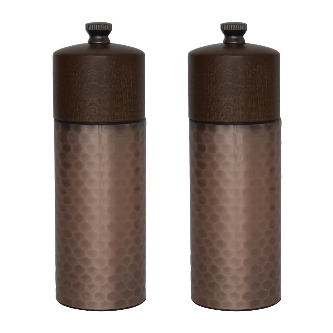 CR689 Olympia koperen en houten zout- en pepermolenset 15cm (2 stuks)