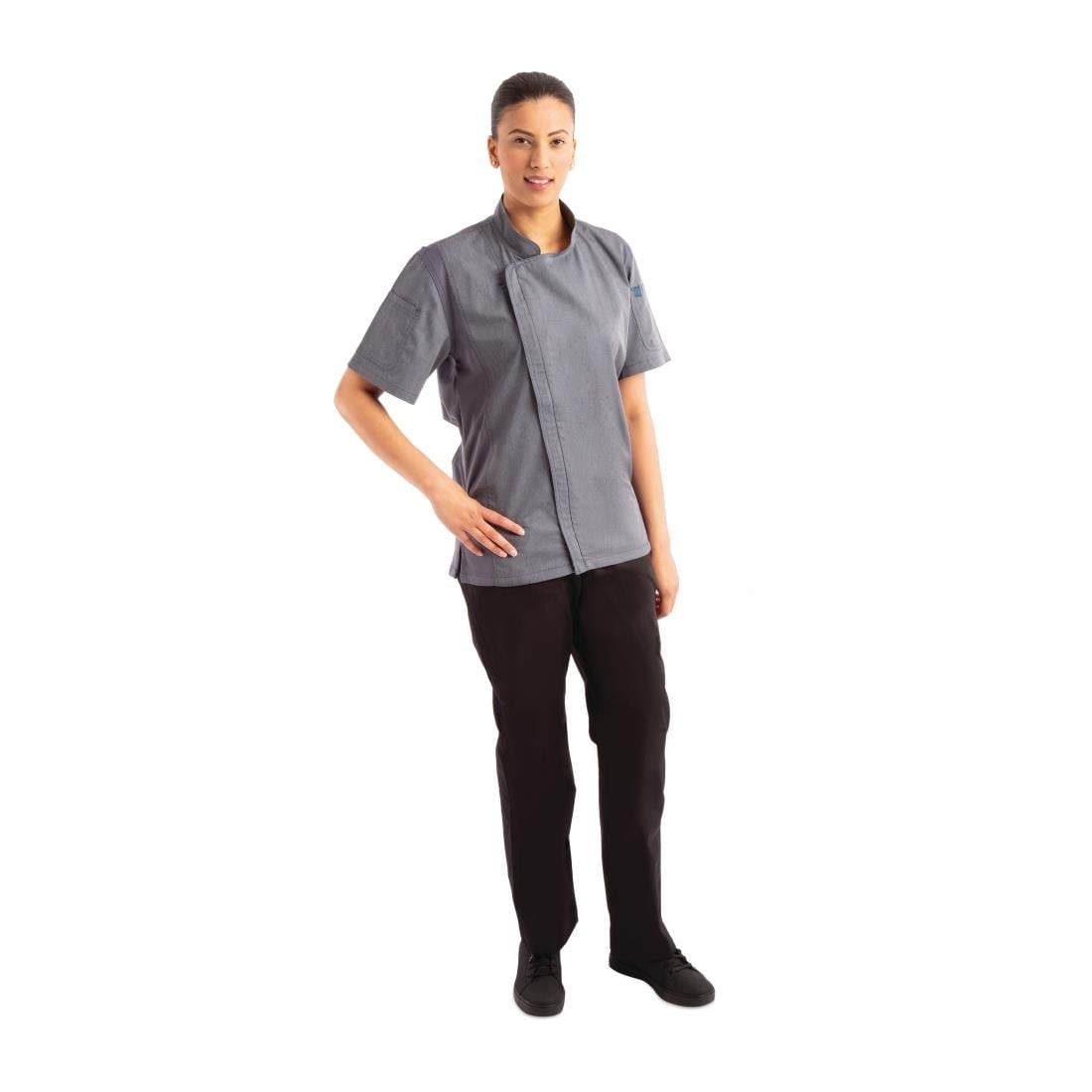 BB267-M Chef Works Urban Springfield unisex koksbuis met rits korte mouw inktblauw M