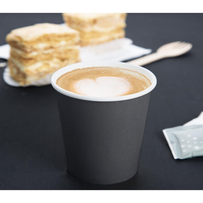 HT468 Fiesta Recyclebare Hot Cups Enkelwandig Zwart 6oz (1000 stuks)
